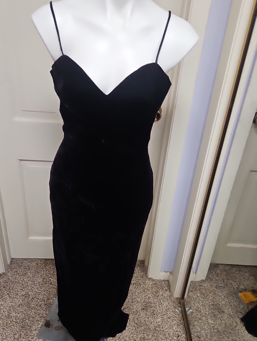 VTG 90s Wicca Goth Cocktail Spaghetti strap Vevlet Dress Gown